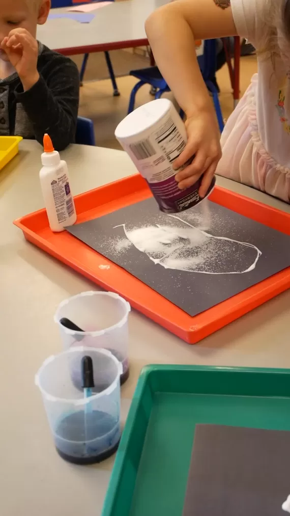 Salt poured on an art project