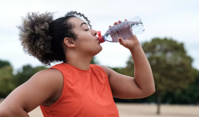 woman drinking water