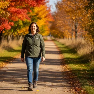 Woman walking on a walking trail in autumn
