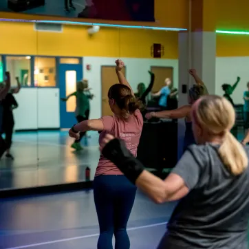 group of women in a group exercise class