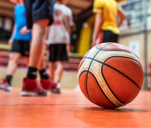 Basketball on the ground